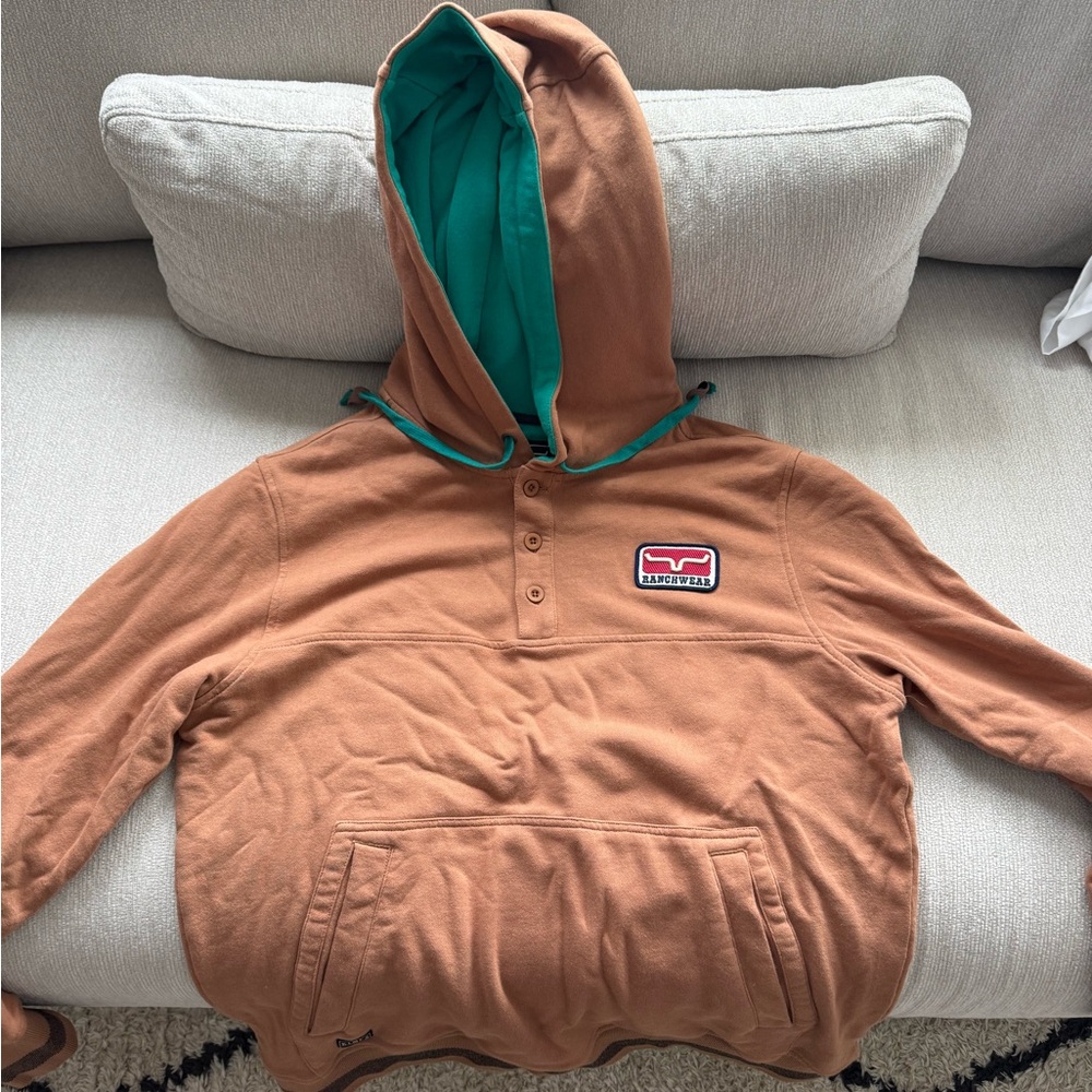 Kimes Ranch Brown Hoodie with Teal Lining